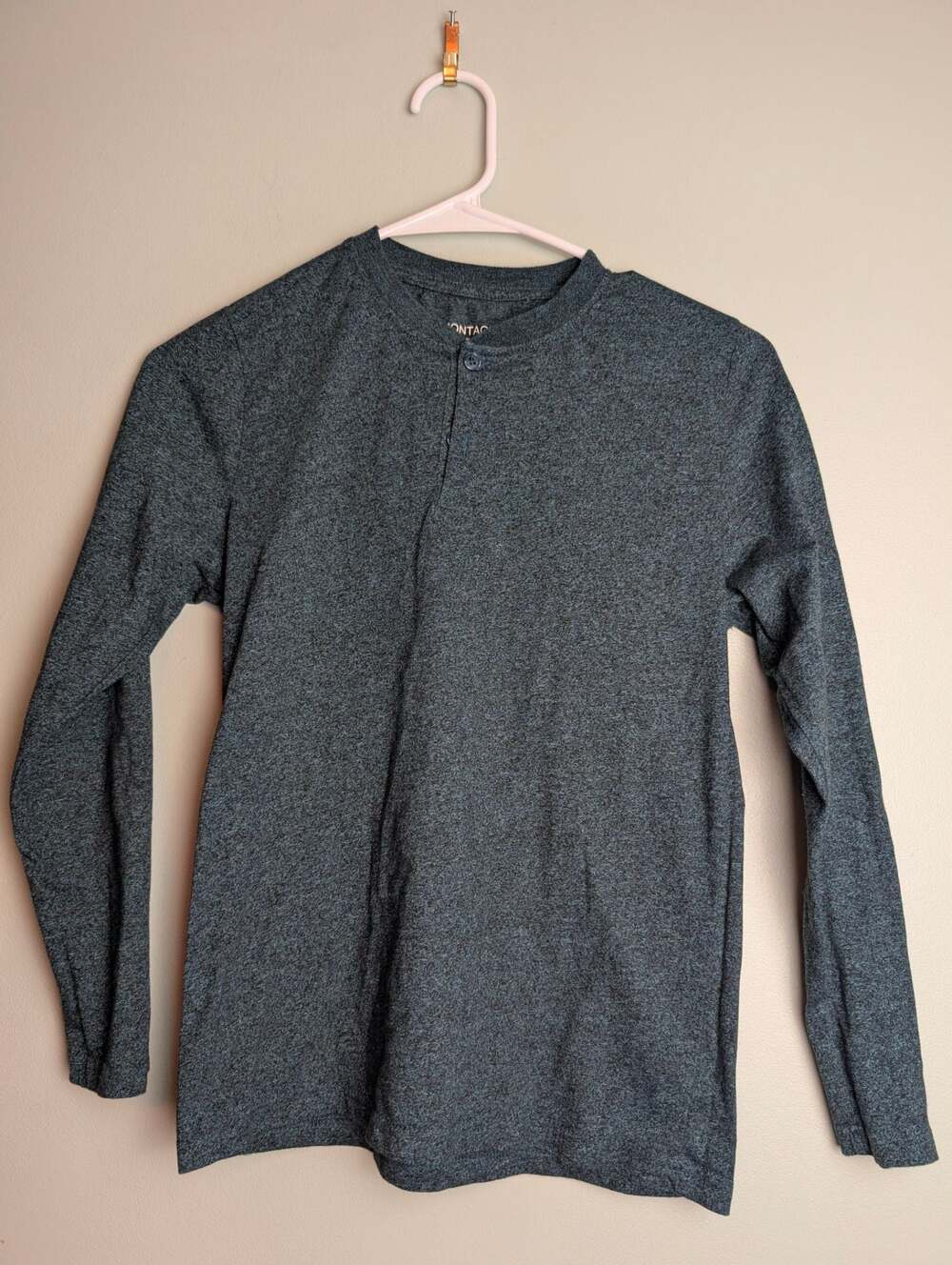 Montage Long Sleeve Henley Shirt Dark Gray Size 12
